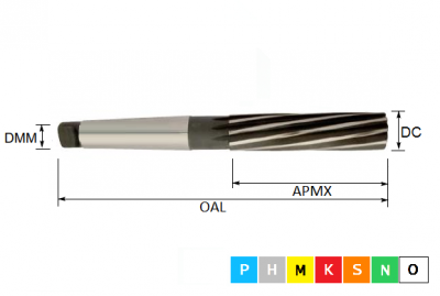 7.5mm HSS Morse Taper Shank Machine (Fully Fluted) Reamer H7 BS122